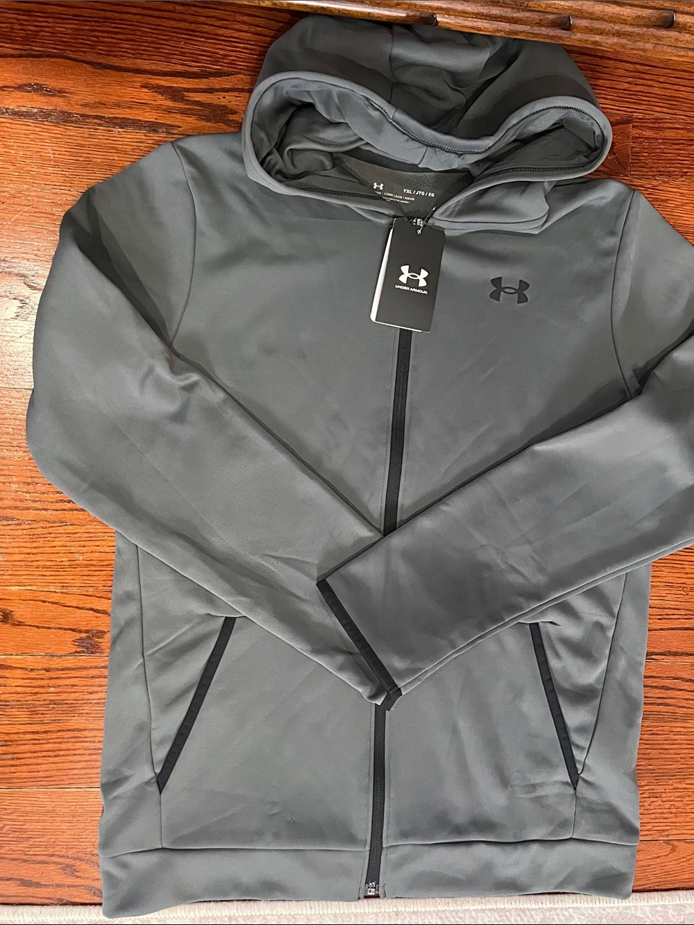 Under Armour  Boys Charcoal Gray Full-Zip Hooded Performance Jacket